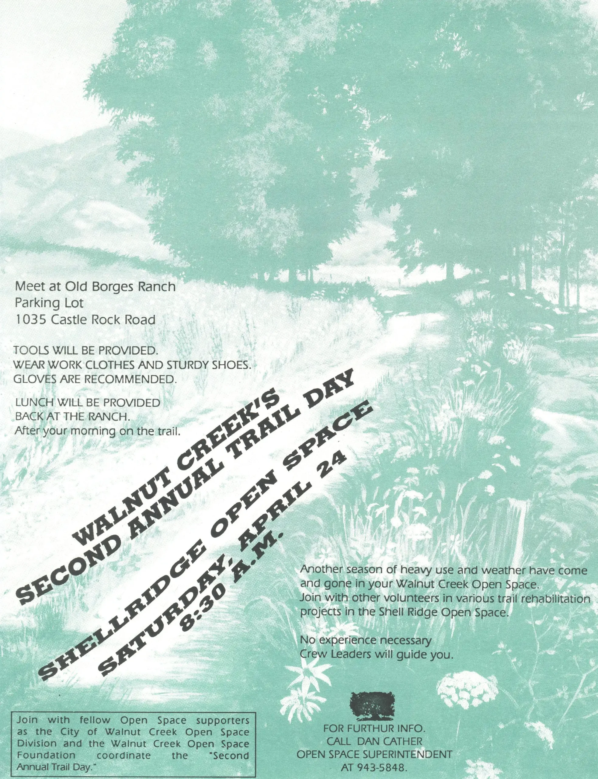 Flyer for the 2nd Annual Trail Day in Shell Ridge Open Space. Flyer for the 2nd Annual Trail Day in Shell Ridge Open Space.